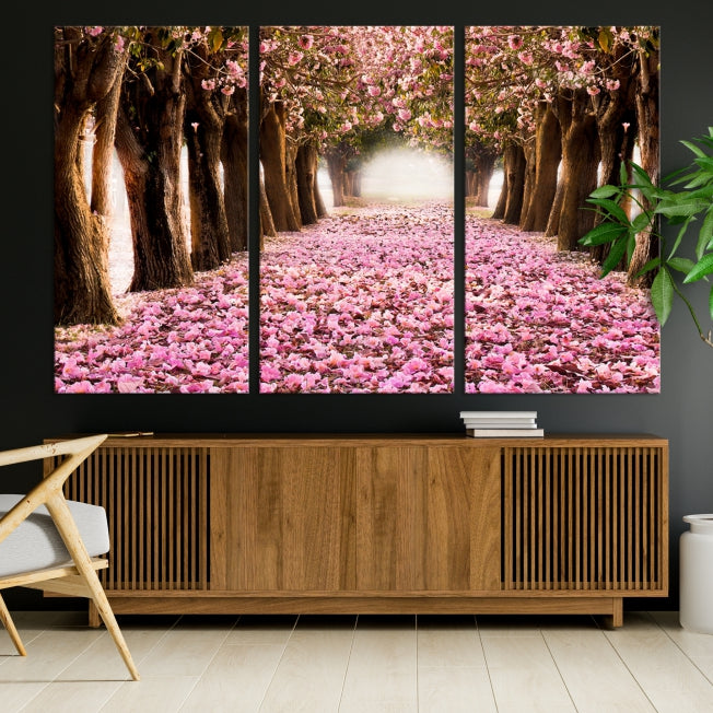 Mesmerizing Blossom Cherry Trees Large Wall Art Framed Canvas Print