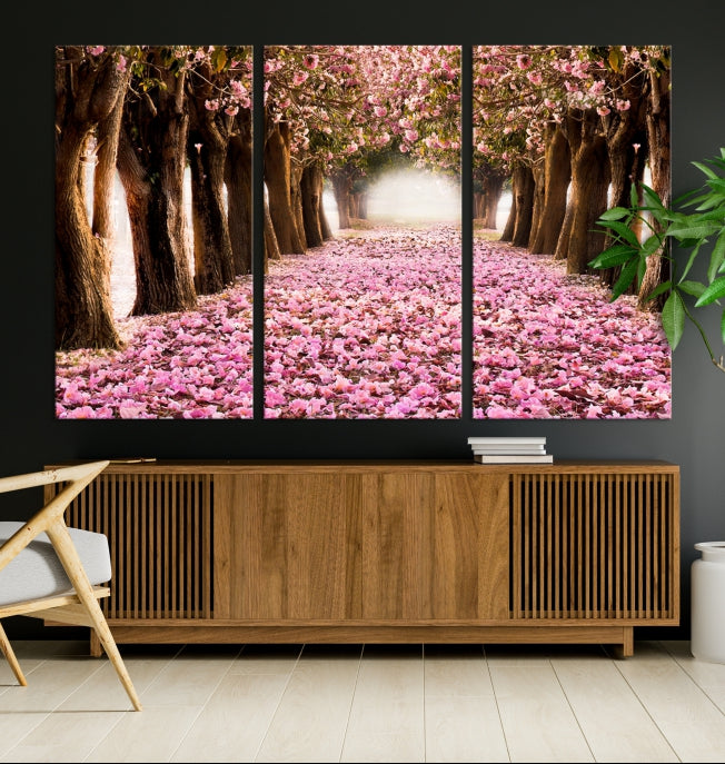 Mesmerizing Blossom Cherry Trees Large Wall Art Framed Canvas Print