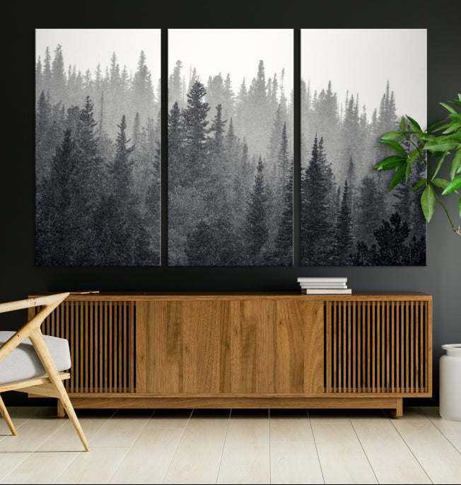 Foggy Forest Canvas Wall Art Framed Landscape Print Relaxing Wall Decor