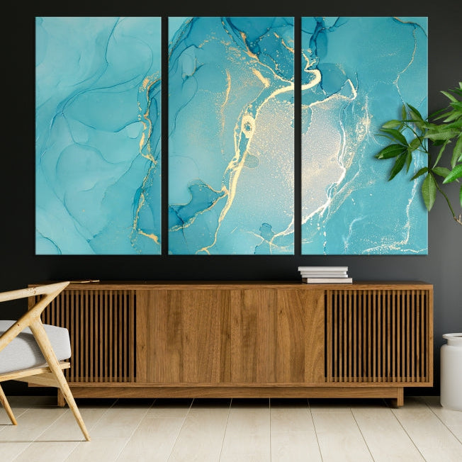 Large Turquoise Abstract Canvas Wall Art Abstract Print