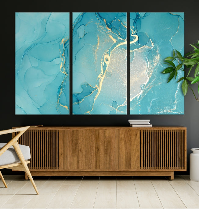 Large Turquoise Abstract Canvas Wall Art Abstract Print