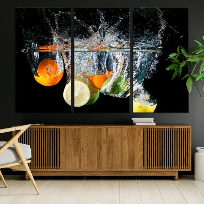 Large Kitchen Wall Art Fruits in Water Art Canvas Print