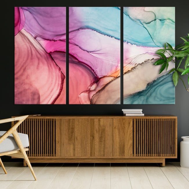 Colorful Marble Abstract Wall Art Print Canvas Living Room Kitchen Wall Decor