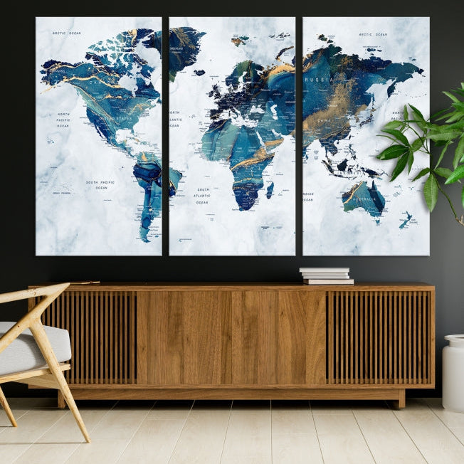 Extra Large World Map Wall Art Canvas Print Housewarming Gift