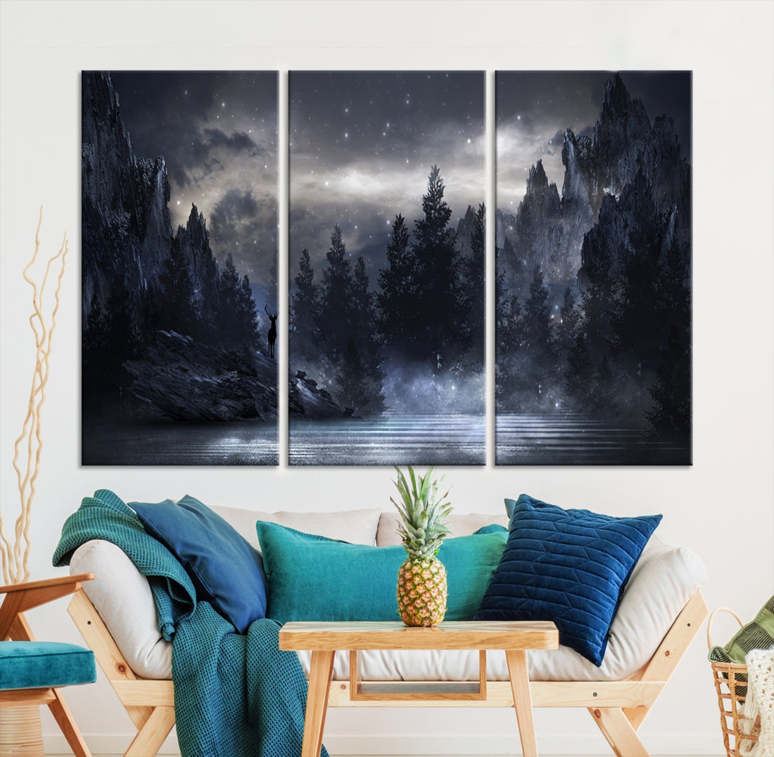 Thrilling Dark Forest Wall Art Canvas Print