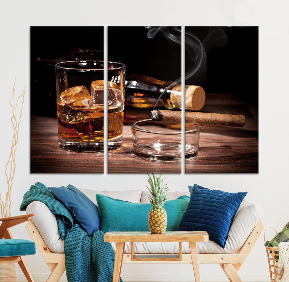 Elegant Whiskey Wall Art Canvas Print Bourbon Art Printing Modern Decor