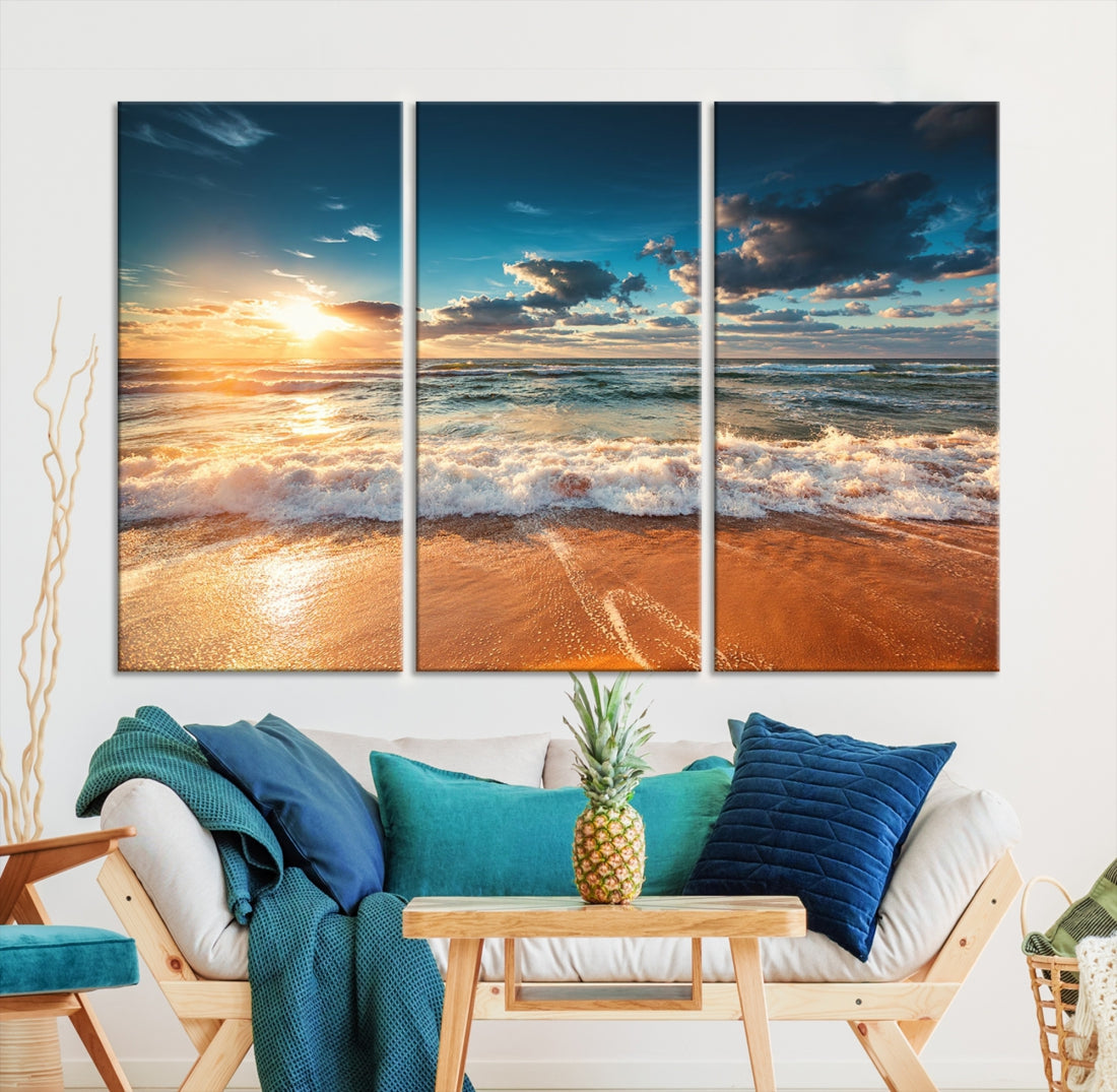 Ocean Beach Coastal Wall Art Canvas Print