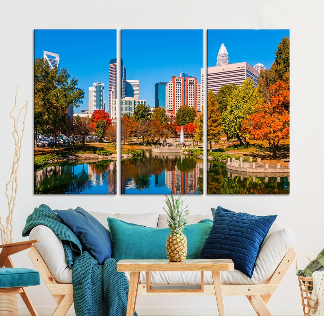 Charlotte City Photo Print Framed Canvas Wall Art Cityscape Wall Decor