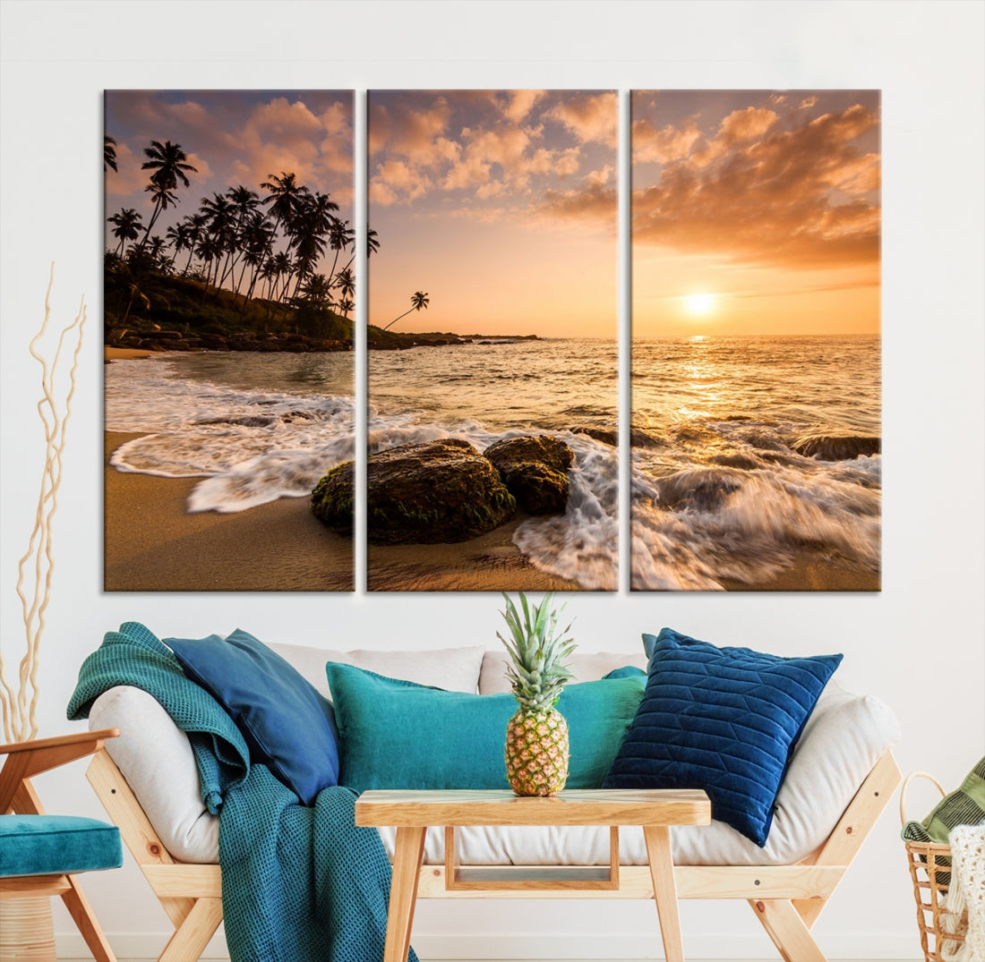 Tropical Island and Sunset Landscape Giclee Print Large Canvas Wall Art