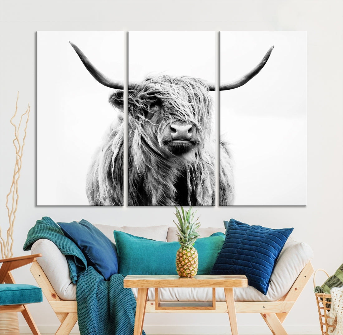 Bring the Charm of a Scottish Highland Cow to Your Farmhouse with Our Wall Art Canvas PrintA Rustic & Cozy Decor