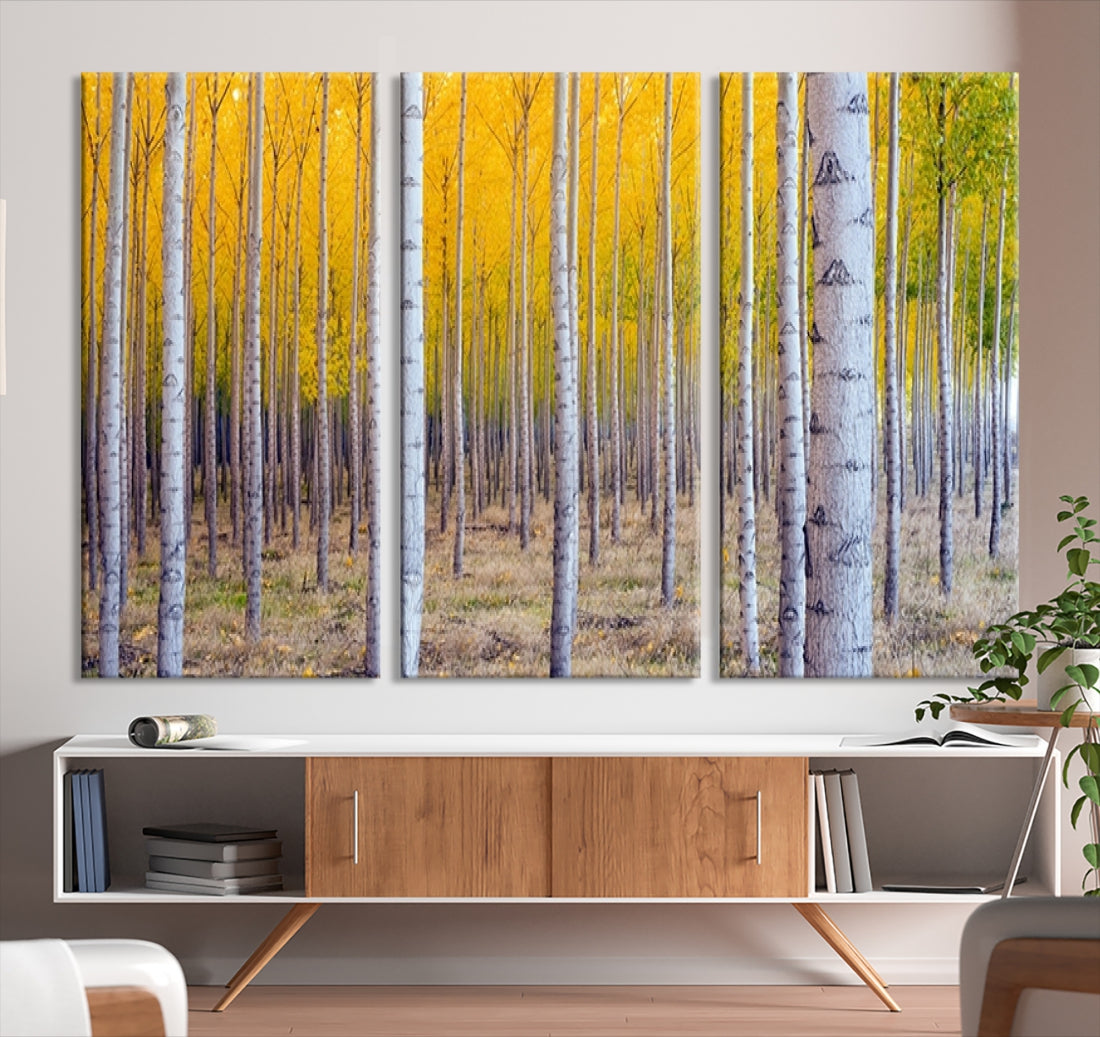 Yellow Forest Autumn Landscape Tree Wall Art Landscape Canvas Print