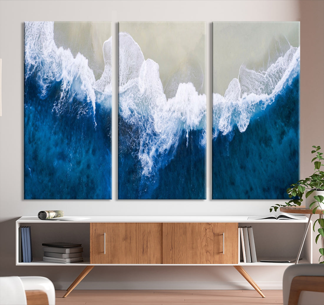 Hypnotic Aerial Beach Photo Wall Art Print Extra Large Ocean Canvas Print