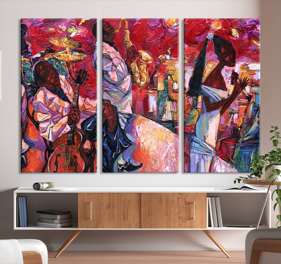 Vivd Abstract Jazz Painting Canvas Wall Art African American Music Art Decor