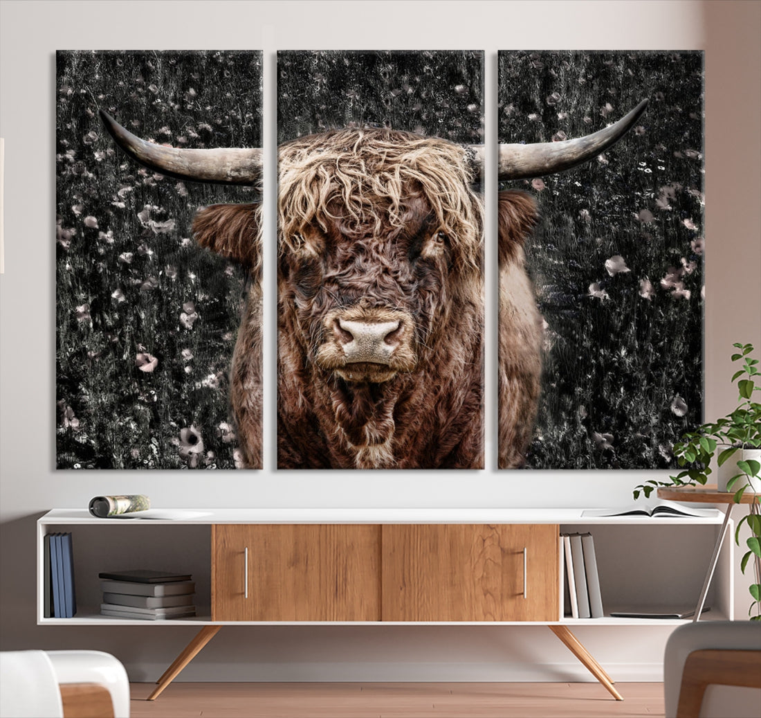 Highland Cow Photography Canvas Wall Art Print Animal Wall Art Painting Large Cow Canvas Print Home Office Ranch Farm