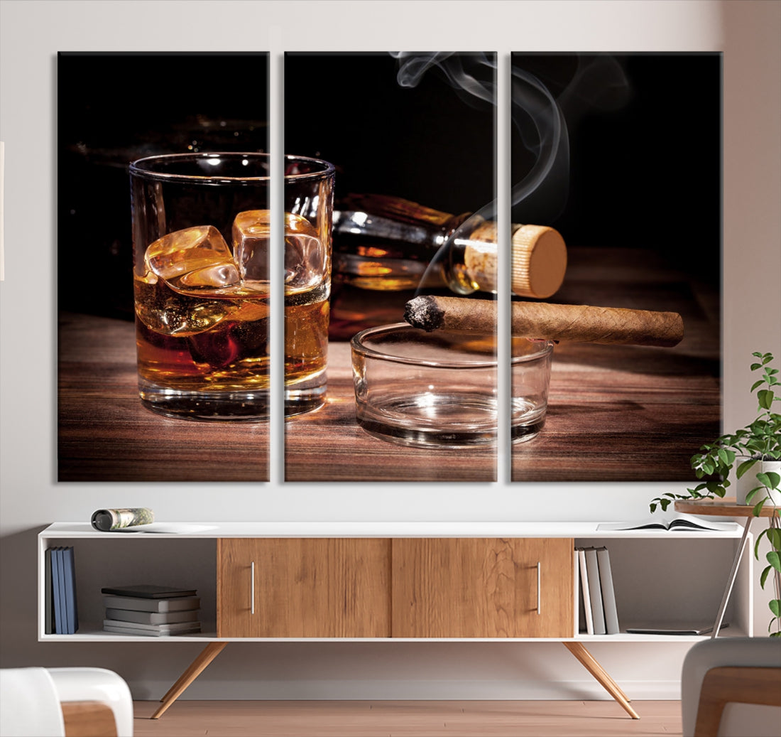 Elegant Whiskey Wall Art Canvas Print Bourbon Art Printing Modern Decor