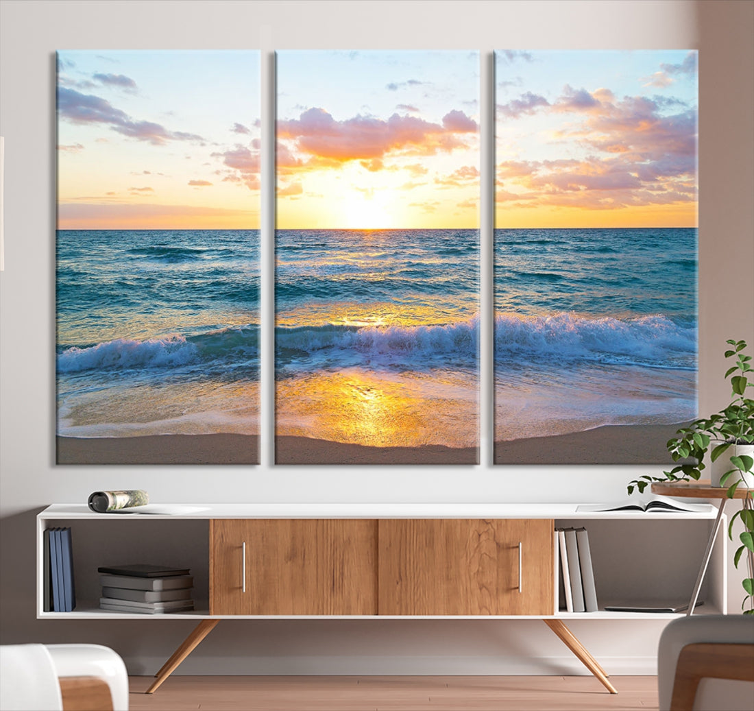 Ocean Beach Canvas Wall Art Beach Canvas, Coastal Artwork Print for Living Room Home Office Decor, Beach Wall Art, Sea