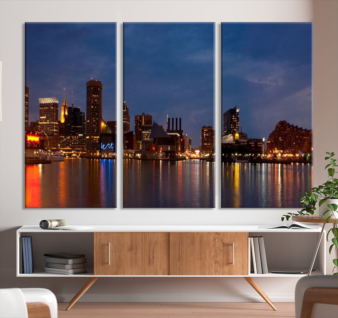 Baltimore City Downtown Skyline Cityscape Large Wall Art Canvas Print