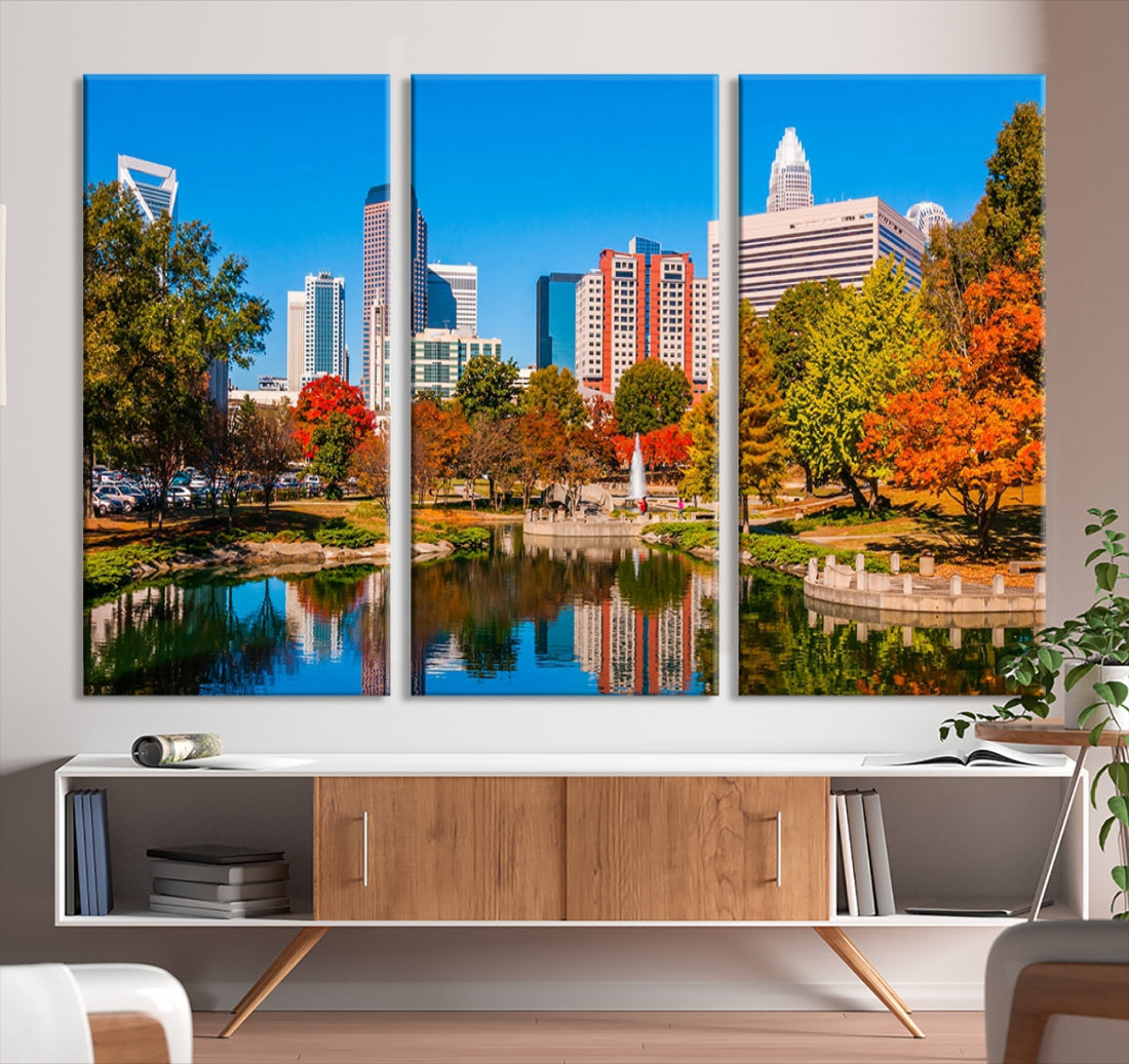 Charlotte City Photo Print Framed Canvas Wall Art Cityscape Wall Decor