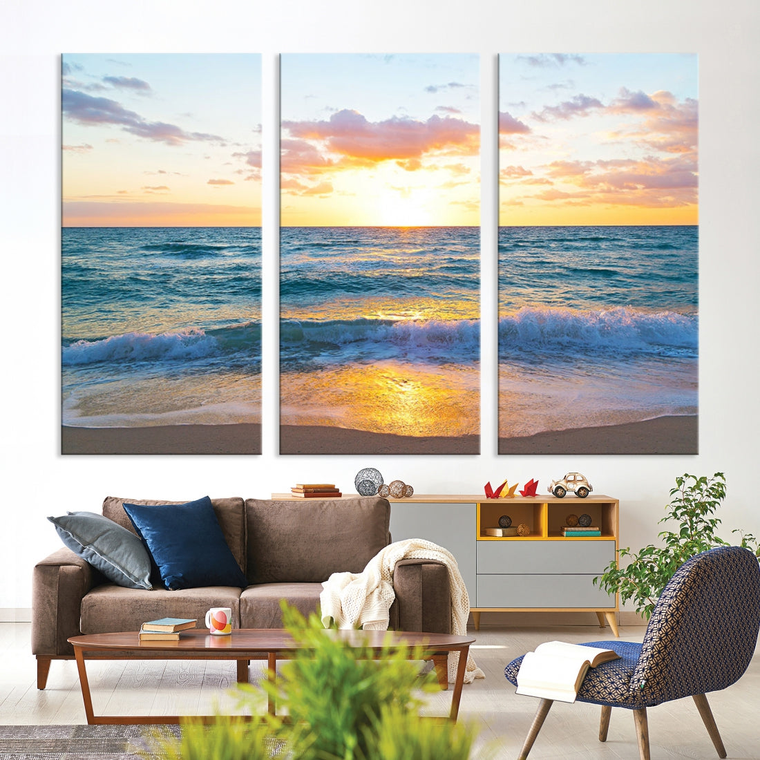 Ocean Beach Canvas Wall Art Beach Canvas, Coastal Artwork Print for Living Room Home Office Decor, Beach Wall Art, Sea