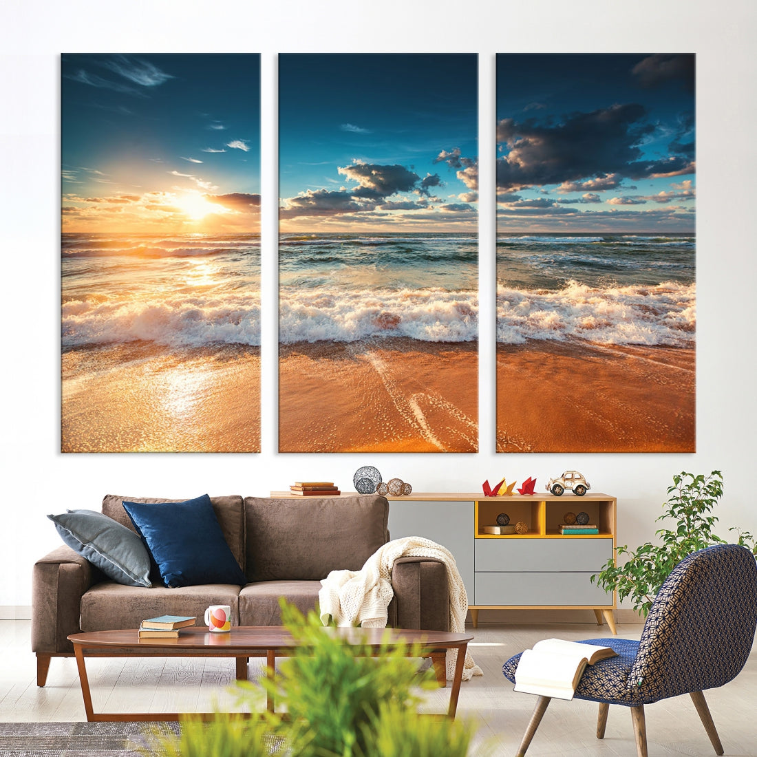 Ocean Beach Coastal Wall Art Canvas Print