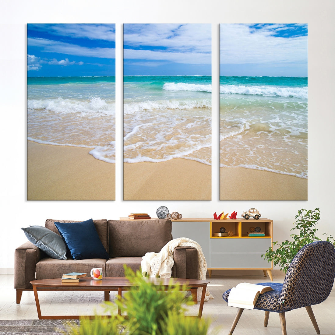 Soothing Tropical Beach Wall Art Canvas Print Coastal Ocean Holiday Season Wall Decor