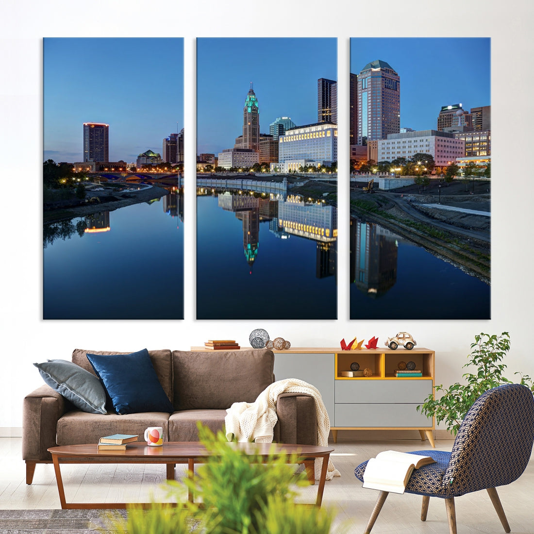 Columbus Downtown Photo Print Extra Large Skyline Wall Art Canvas Wall Decor