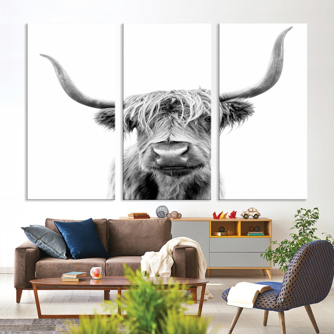 Bring the Charm of a Scottish Highland Cow to Your Farmhouse with Our Wall Art Canvas PrintA Rustic & Cozy Decor