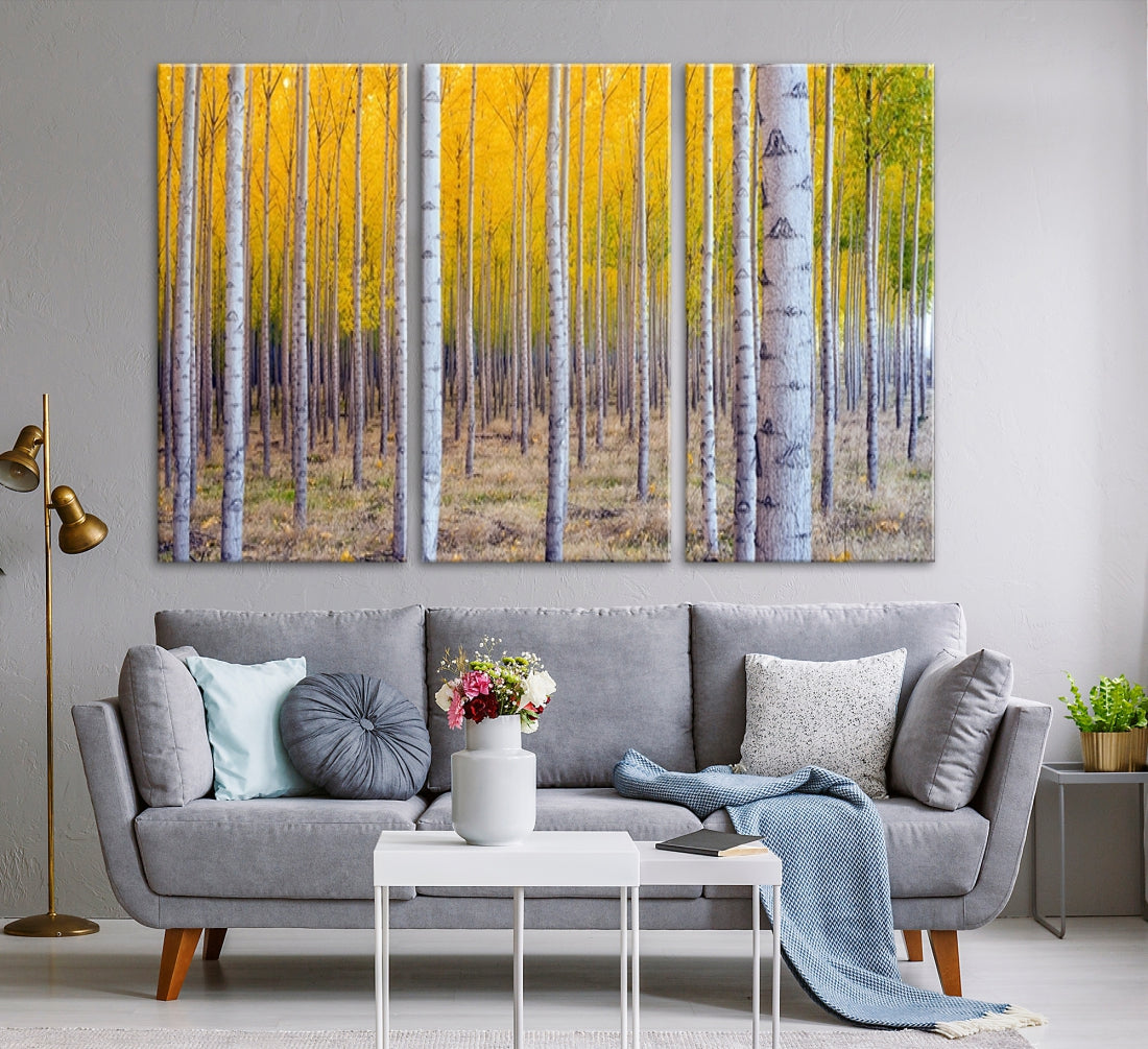 Yellow Forest Autumn Landscape Tree Wall Art Landscape Canvas Print