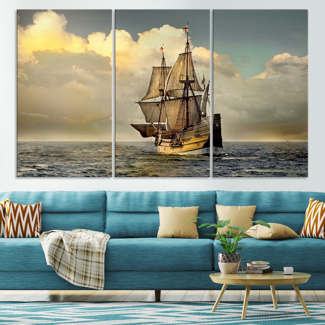 English War Ship Giclee Canvas Extra Large Wall Art Print