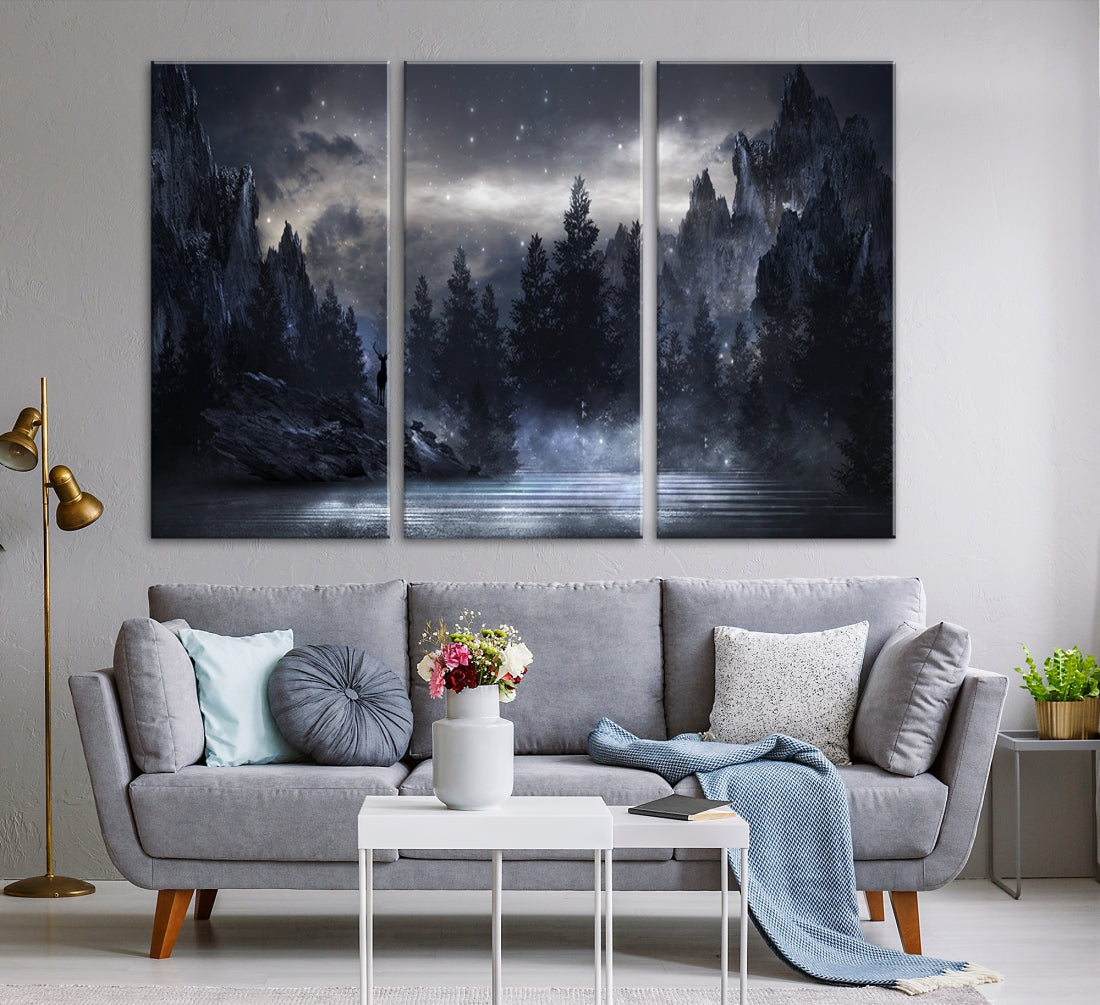 Thrilling Dark Forest Wall Art Canvas Print