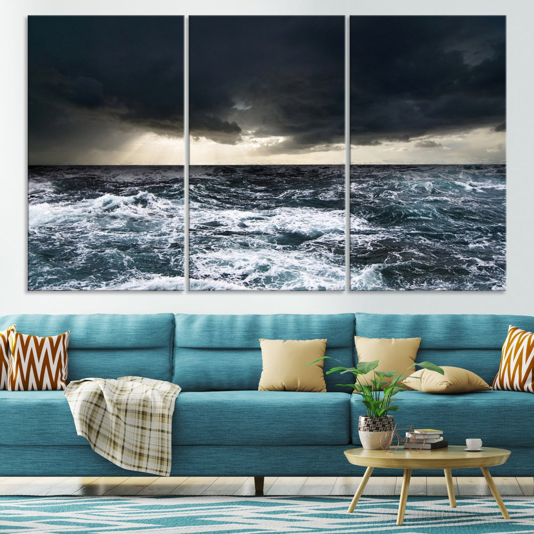 Stormy Sea Ocean Landscape Large Canvas Art Print for Home Decoration