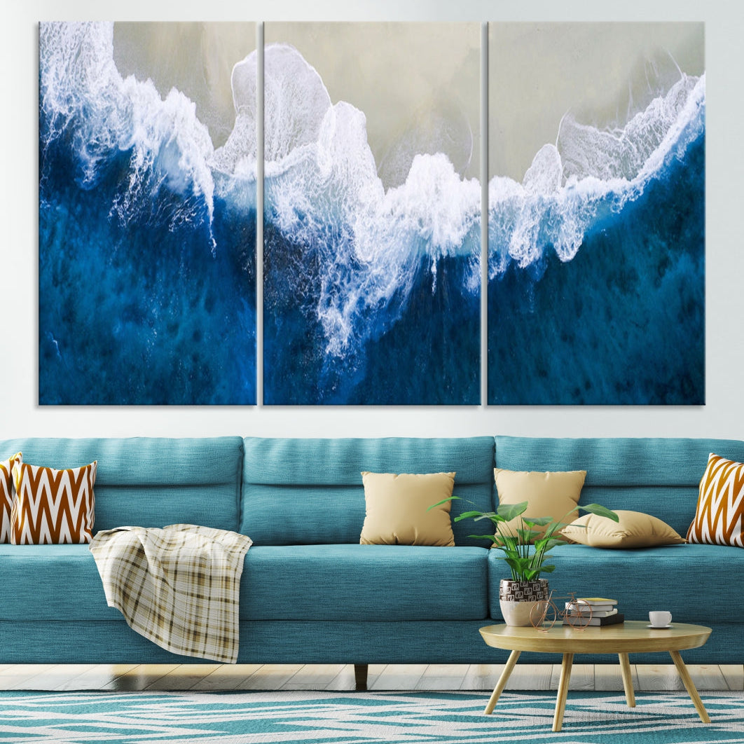 Hypnotic Aerial Beach Photo Wall Art Print Extra Large Ocean Canvas Print