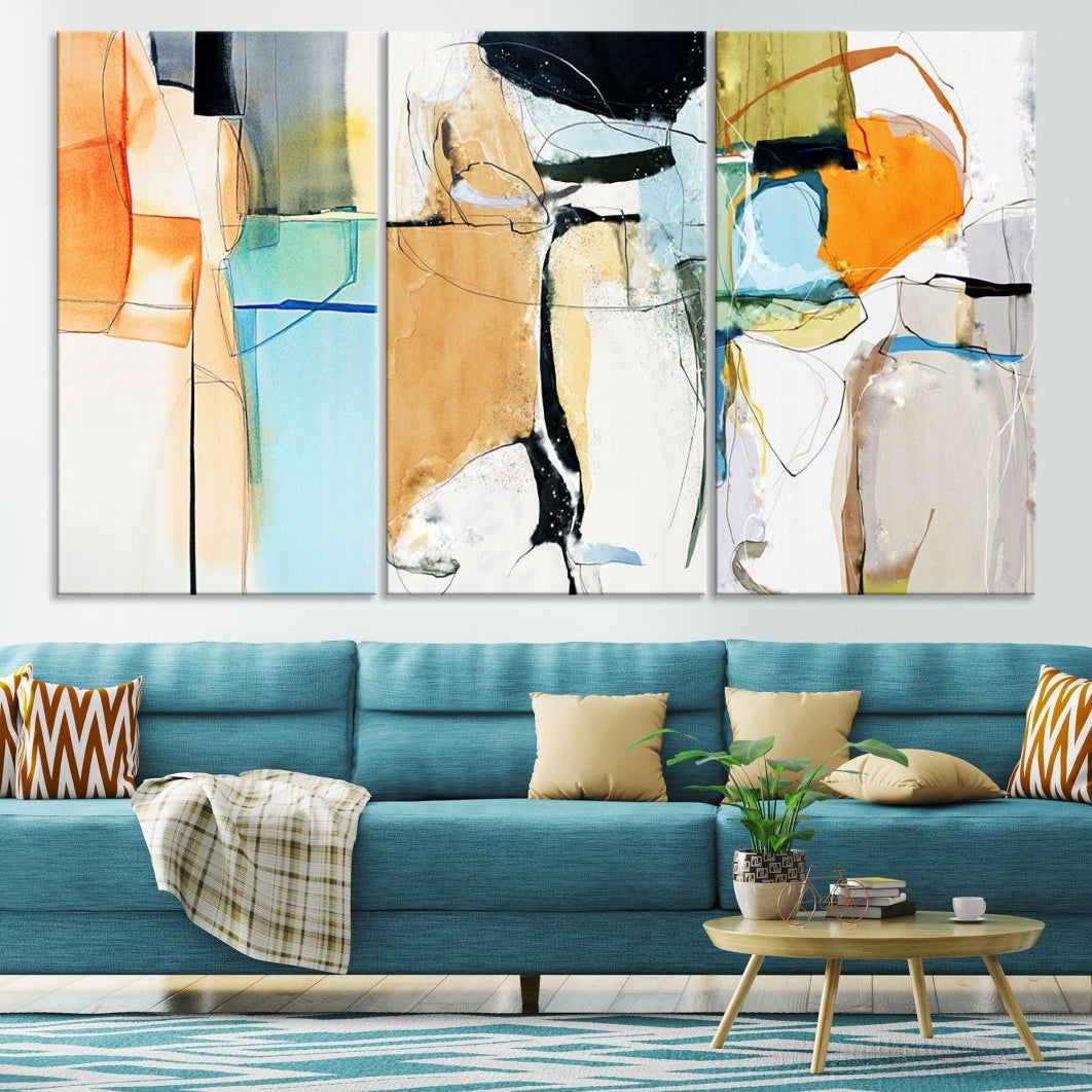 Contemporary Boho Style Abstract Canvas Wall Art Print