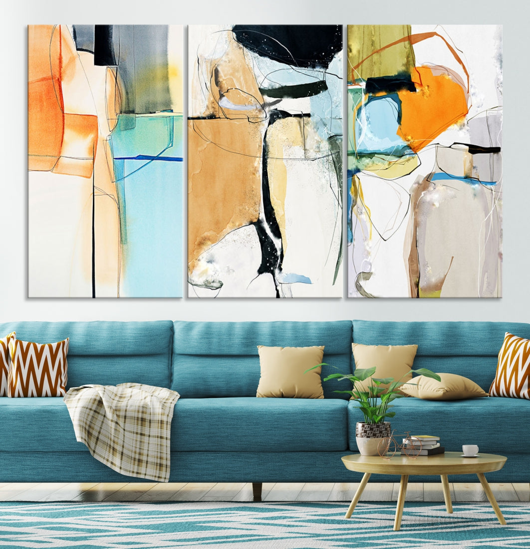 Contemporary Boho Style Abstract Canvas Wall Art Print