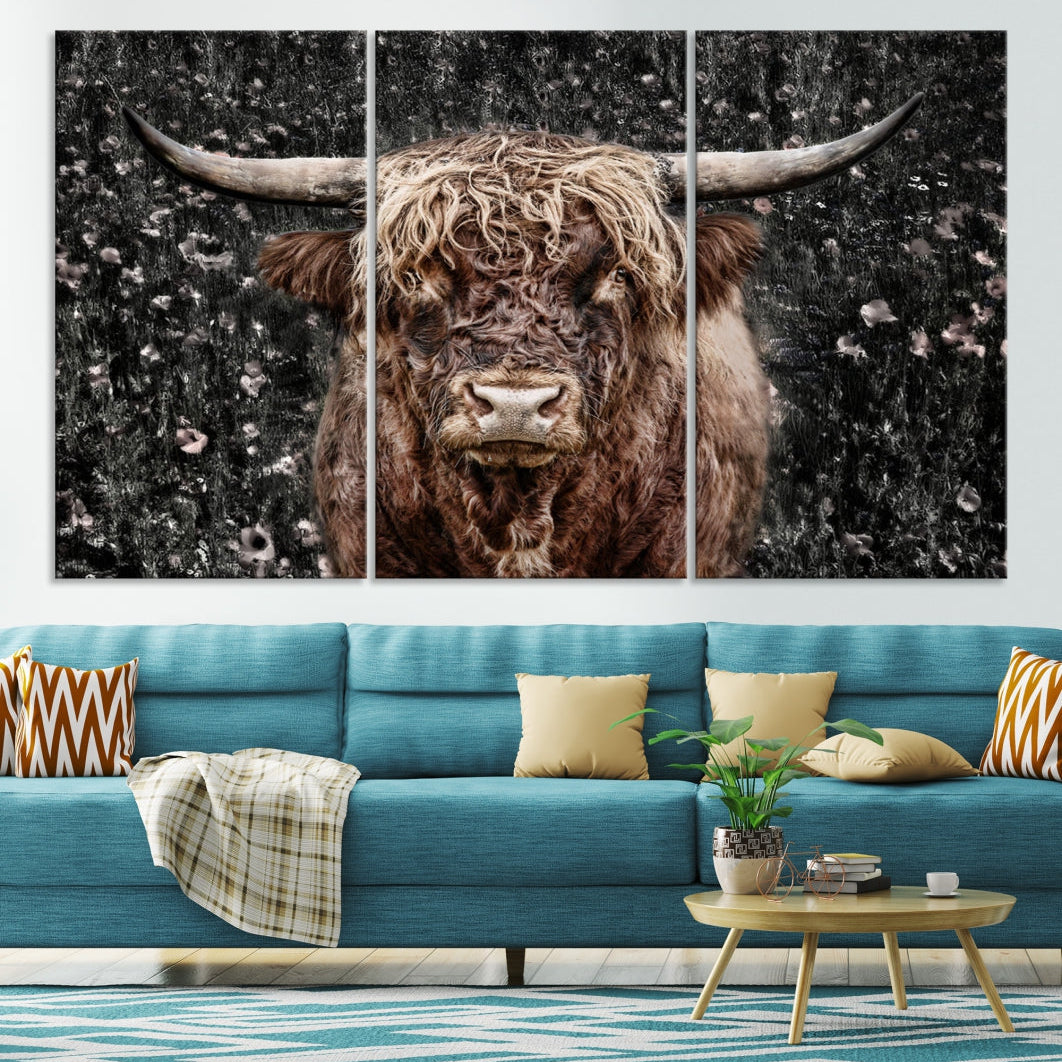 Highland Cow Photography Canvas Wall Art Print Animal Wall Art Painting Large Cow Canvas Print Home Office Ranch Farm