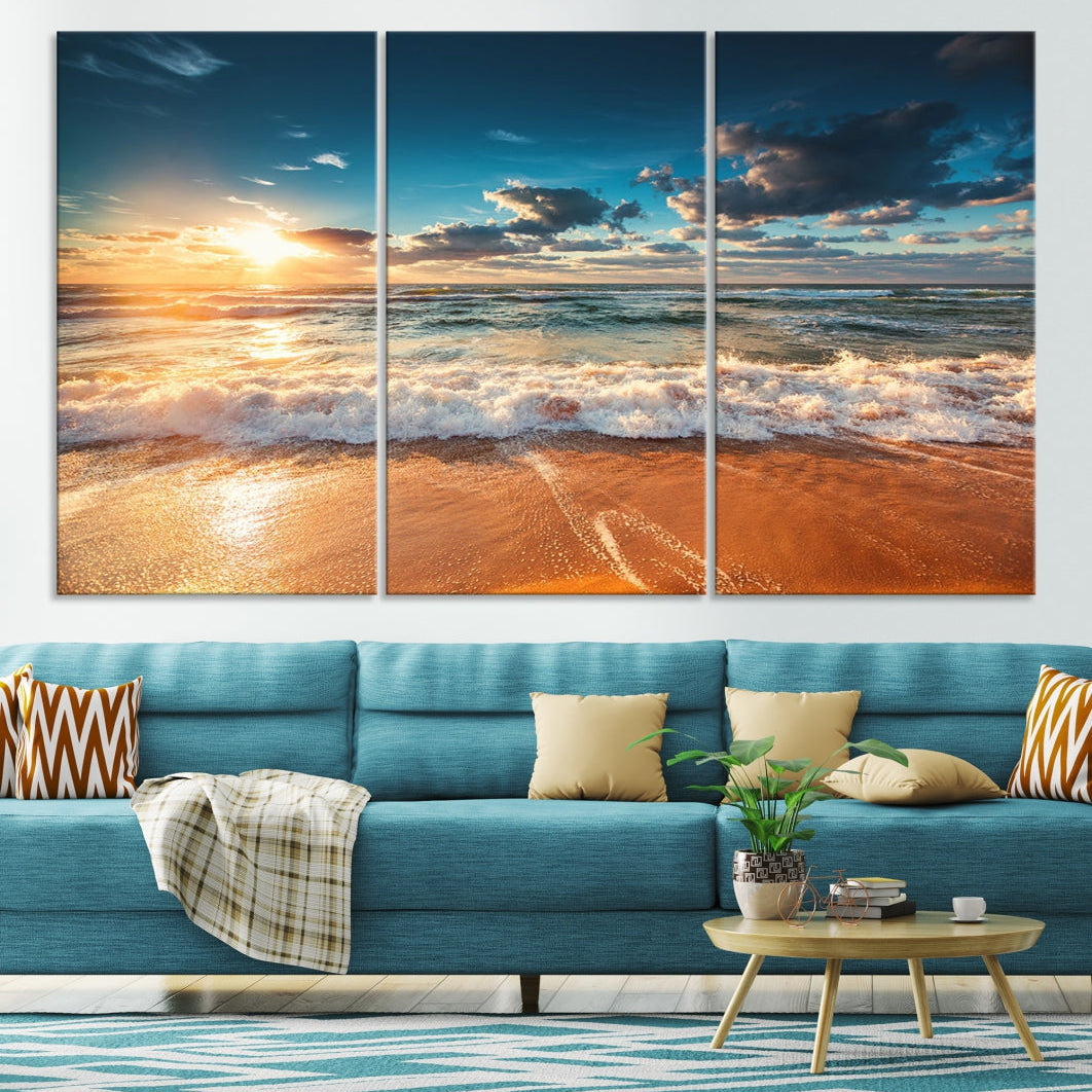 Ocean Beach Coastal Wall Art Canvas Print