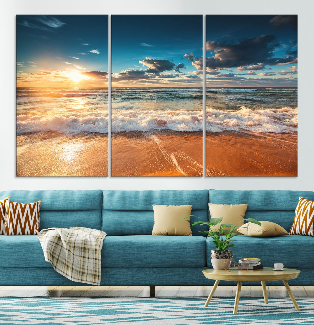 Ocean Beach Coastal Wall Art Canvas Print