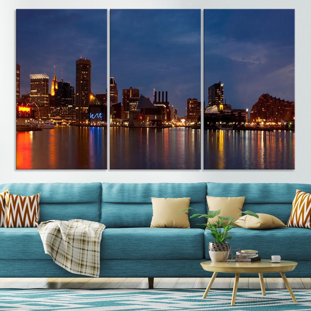 Baltimore City Downtown Skyline Cityscape Large Wall Art Canvas Print