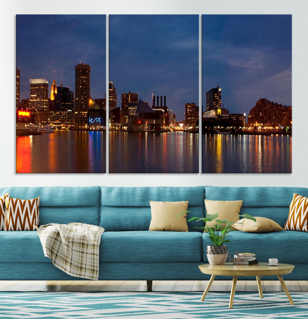 Baltimore City Downtown Skyline Cityscape Large Wall Art Canvas Print