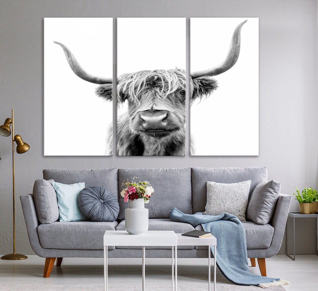 Bring the Charm of a Scottish Highland Cow to Your Farmhouse with Our Wall Art Canvas PrintA Rustic & Cozy Decor