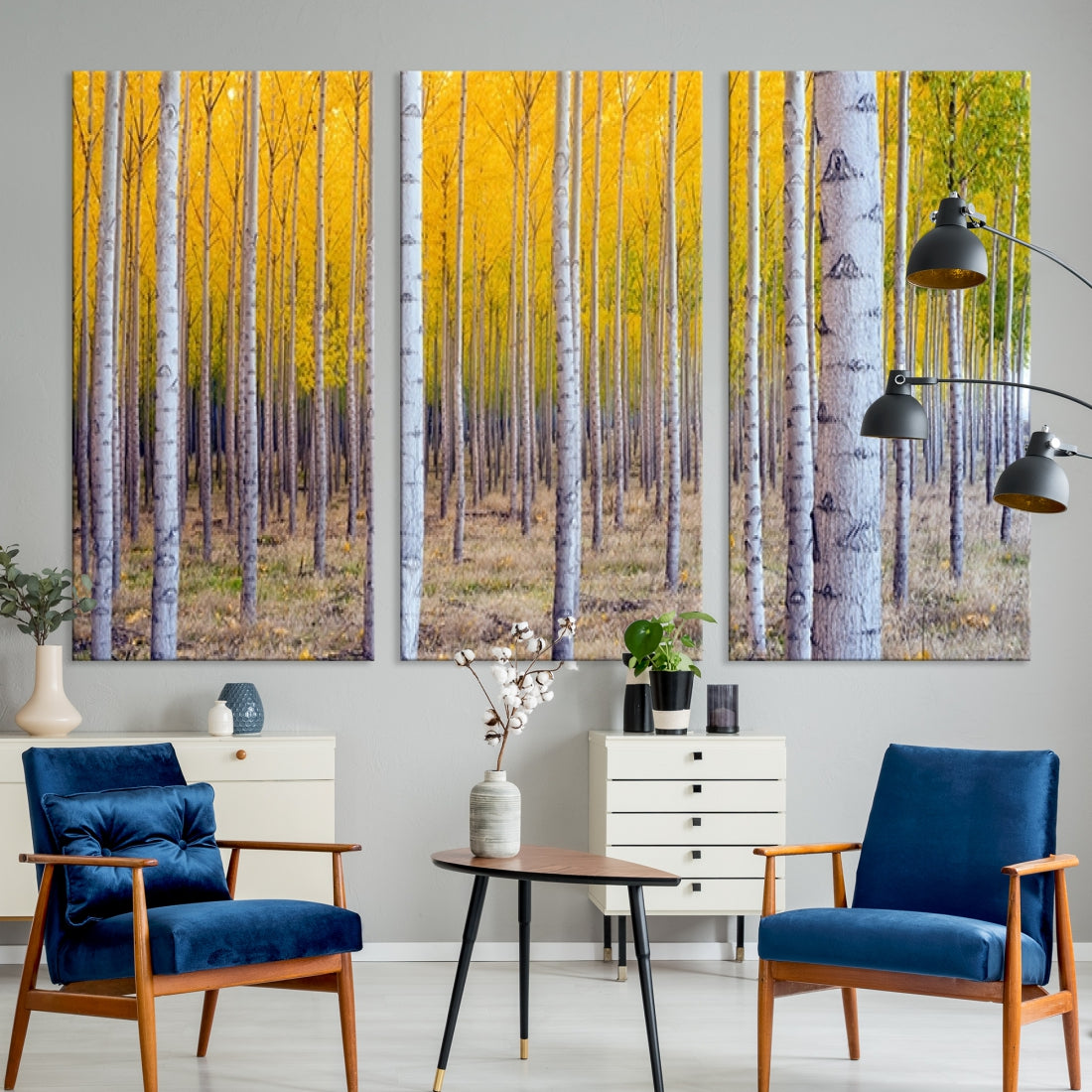 Yellow Forest Autumn Landscape Tree Wall Art Landscape Canvas Print