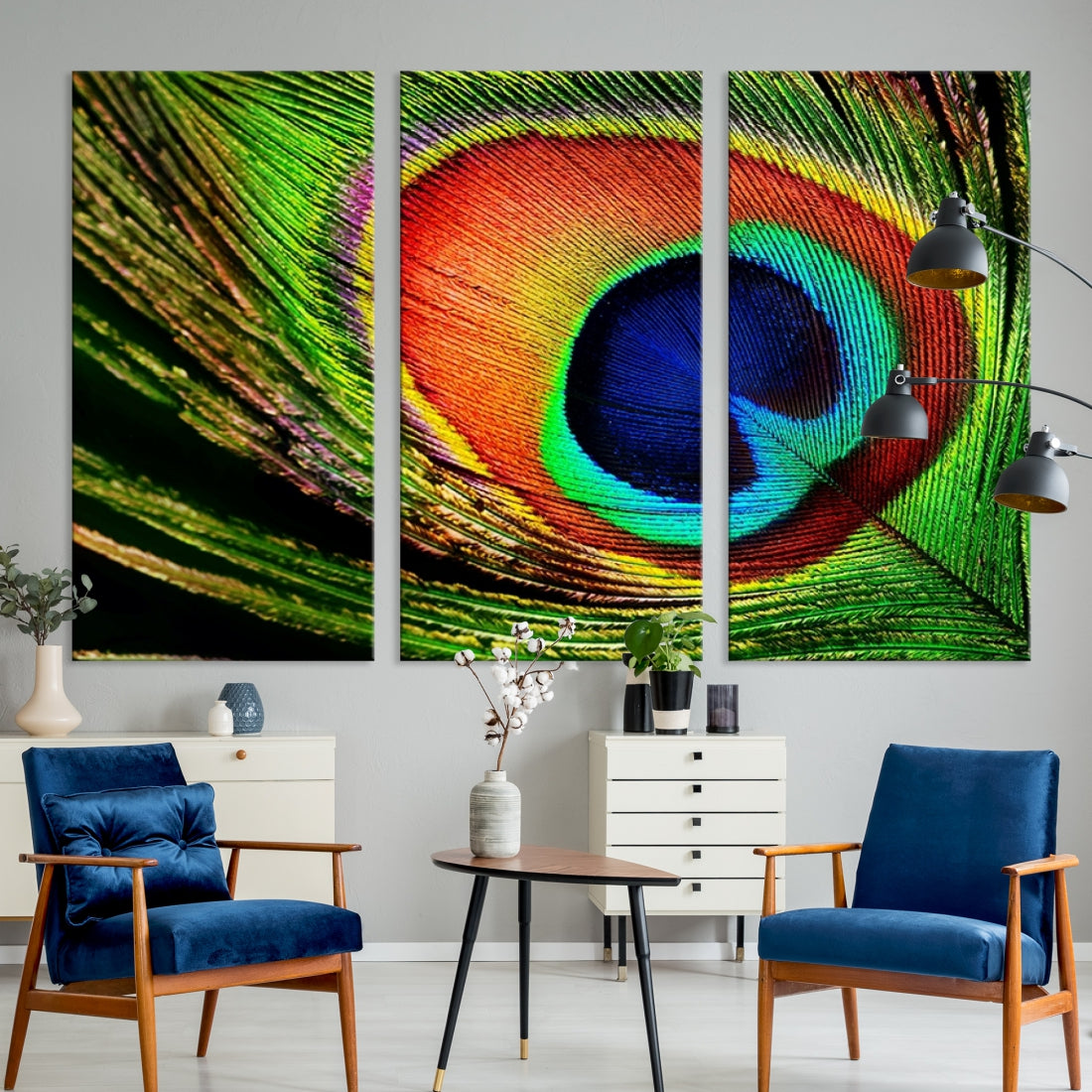 Beautiful Peacock Wings Large Canvas Art Print Relaxing Nursery Decor