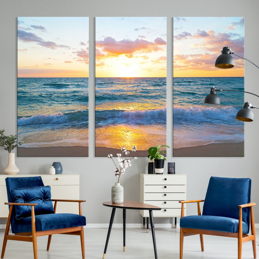 Ocean Beach Canvas Wall Art Beach Canvas, Coastal Artwork Print for Living Room Home Office Decor, Beach Wall Art, Sea