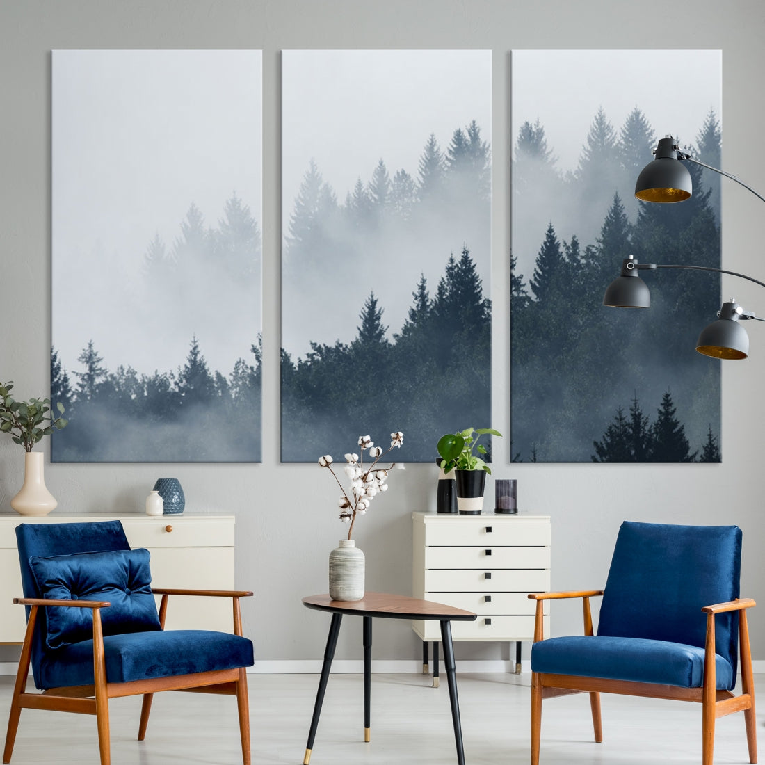 Bring the Peaceful Beauty of a Misty Foggy Forest with Clouds to Your Home with Our Nature Wall Art Canvas Print