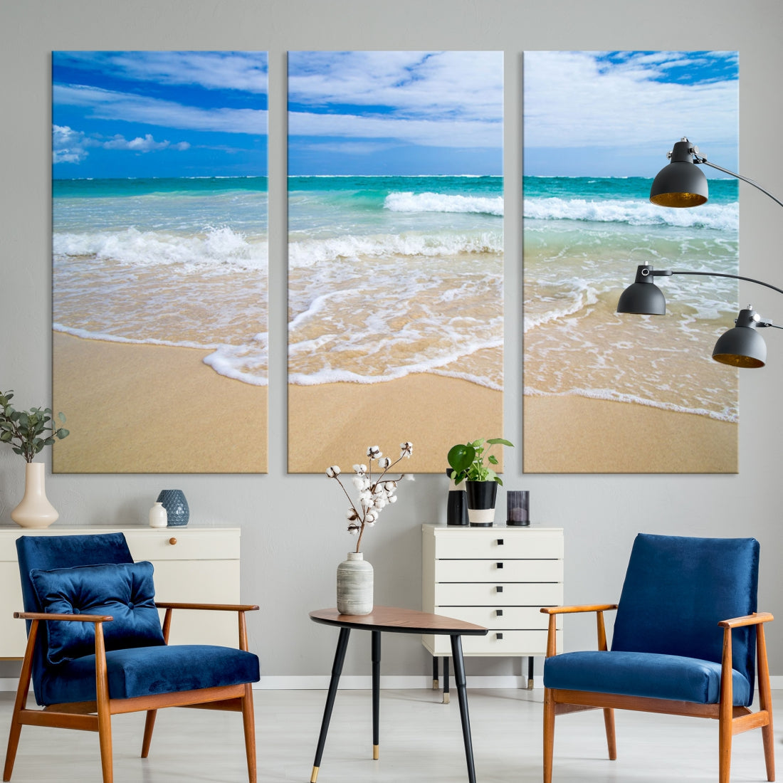 Soothing Tropical Beach Wall Art Canvas Print Coastal Ocean Holiday Season Wall Decor