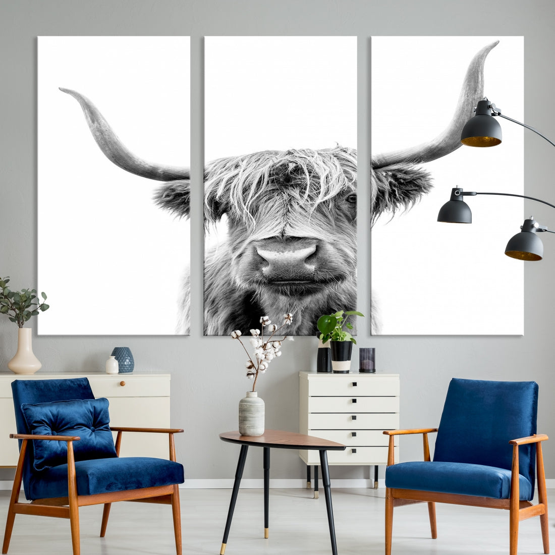 Bring the Charm of a Scottish Highland Cow to Your Farmhouse with Our Wall Art Canvas PrintA Rustic & Cozy Decor