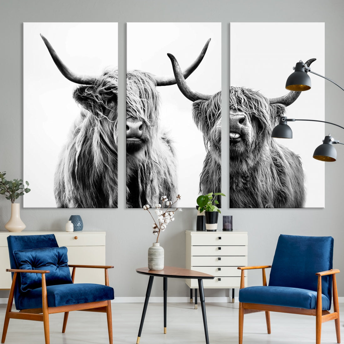 Bring the Charm of a Scottish Highland Cow to Your Farmhouse with Our Wall Art Canvas PrintA Rustic & Cozy Decor