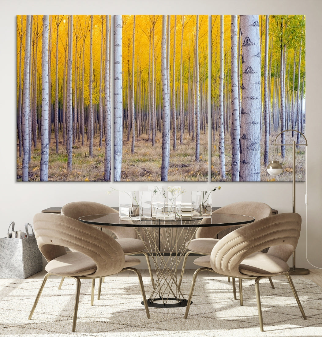 Yellow Forest Autumn Landscape Tree Wall Art Landscape Canvas Print