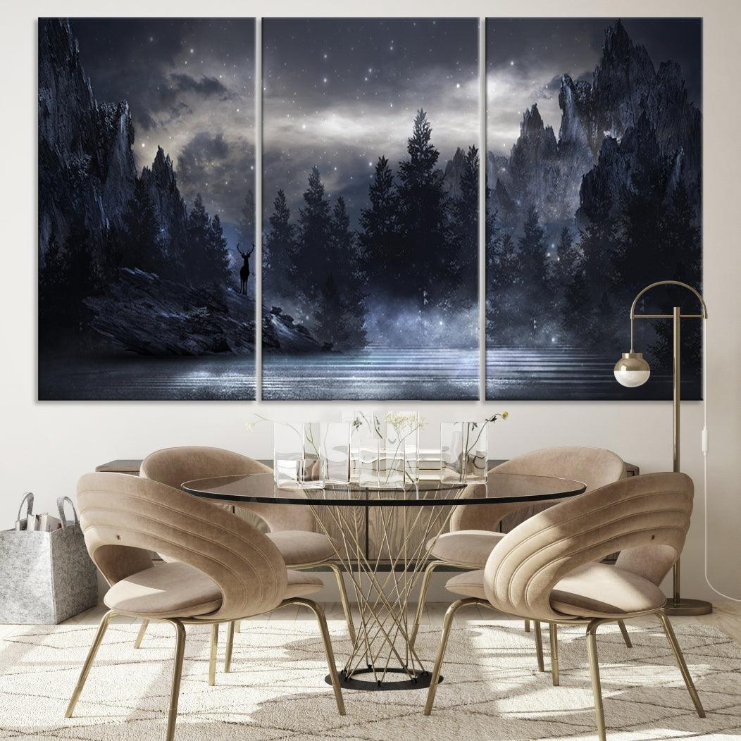 Thrilling Dark Forest Wall Art Canvas Print