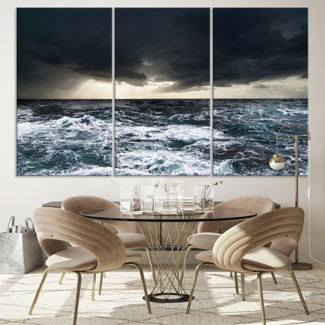 Stormy Sea Ocean Landscape Large Canvas Art Print for Home Decoration